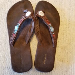 Exhilaration Beaded Suede Sandals